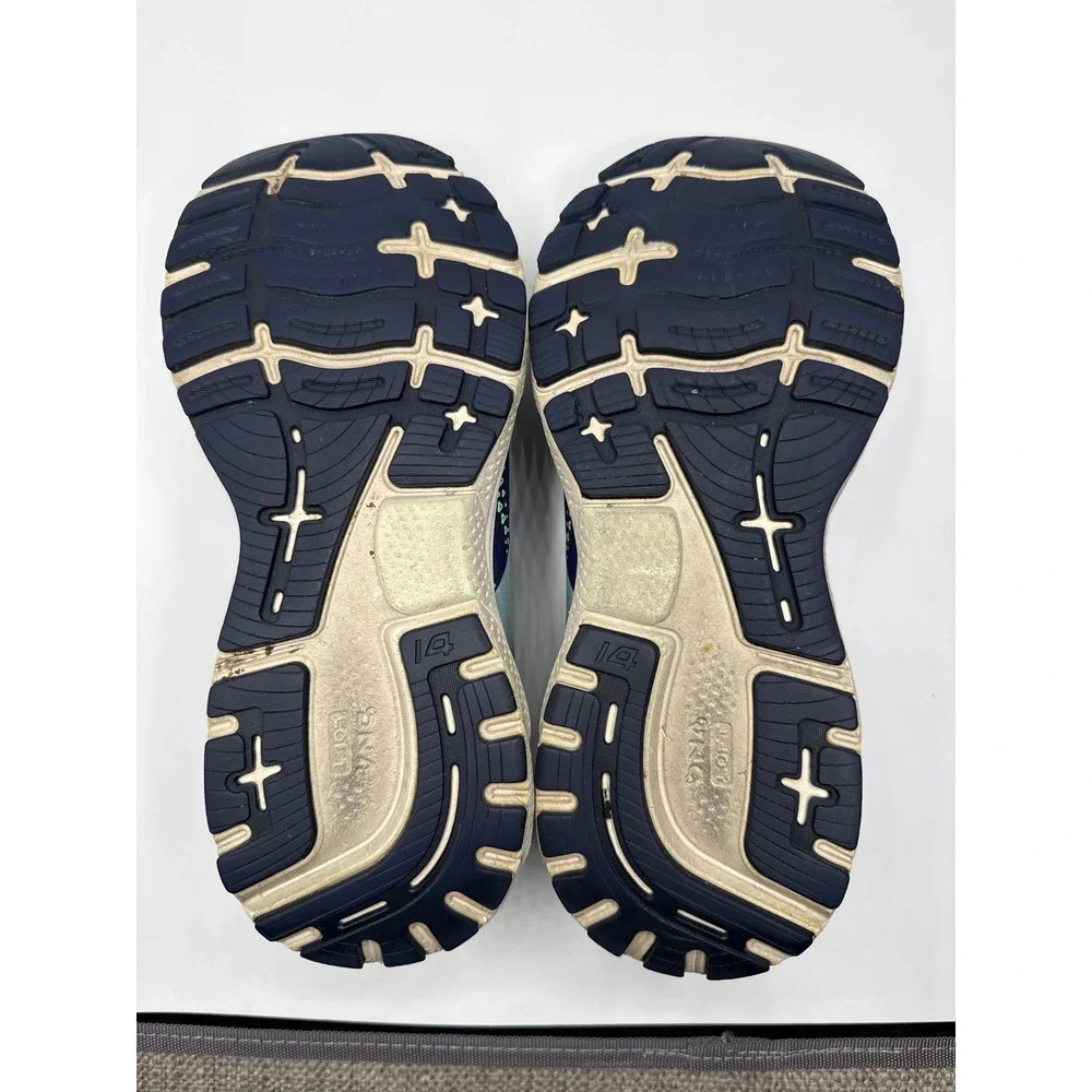 Brooks Ghost 14 Navy Blue Teal Running Shoes Womens Road Training Sneakers